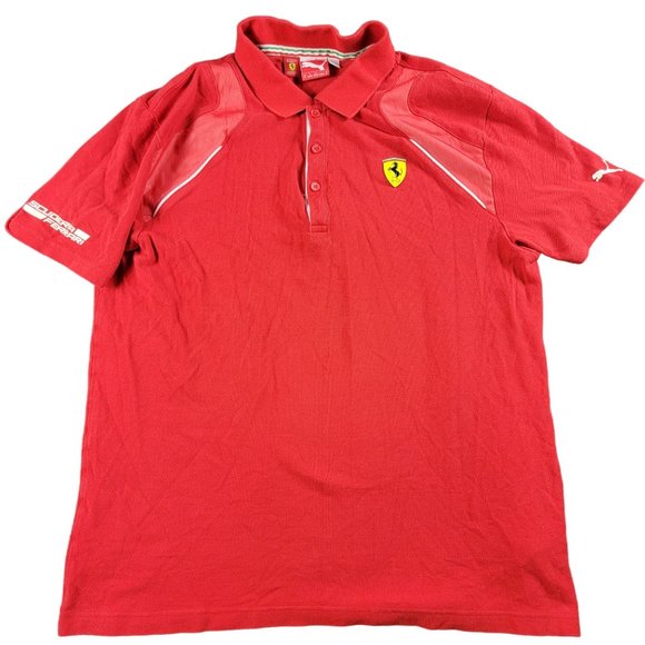 Puma Ferrari Shirt Mens XL Red Polo Scuderia Embroidered F1 Racing Short Sleeve - Picture 1 of 12